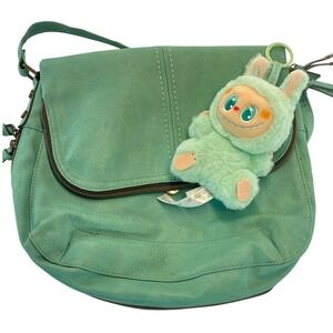 Green Faux Leather Bag Womens Purse Hobo‎ Travel Shoulder Bag w/ Free Bag Charms